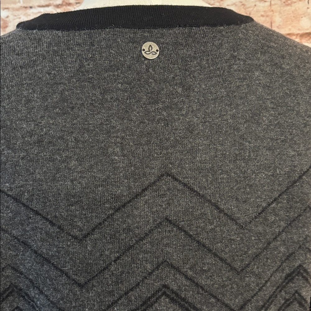 Prana “Delia” Black and Gray Sweater Dress with Geometric Pattern - Picture 9 of 13